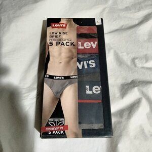 Levi's Men's Low Rise Briefs 5 Pack Premium Cotton Black Gray Red Size L